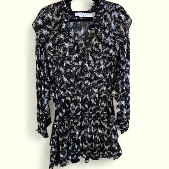 IRO Paris Tyga Metallic Fil Coupe  Printed Metallic Mini dress size 6/8 - Picture 3 of 11
